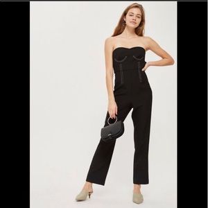 NEW TOPSHOP Constrast Stitch Strapless JUMPSUIT